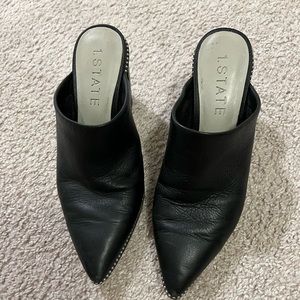 Black leather clog style shoes